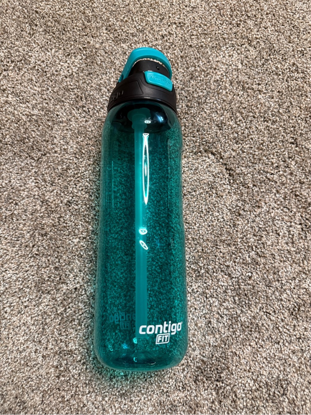 32 ounces Contigo Teal Fit plastic Water Bottle with Flip Straw Lid